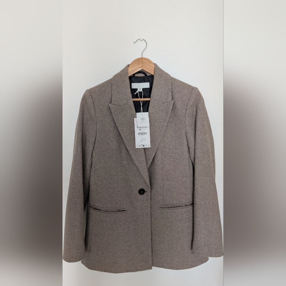 ZARA- Herringbone Wool Blazer (XS/S)